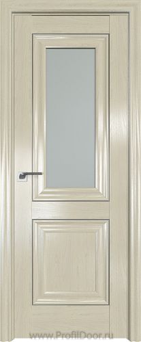 Дверь Profil Doors 28X цвет Эш Вайт стекло Матовое молдинг Серебро