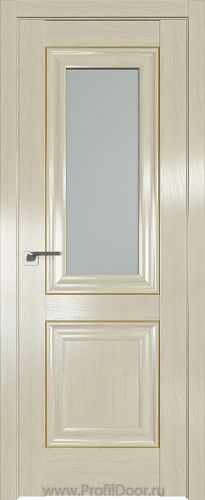 Дверь Profil Doors 28X цвет Эш Вайт стекло Матовое молдинг Золото