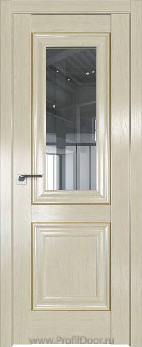 Дверь Profil Doors 28X цвет Эш Вайт стекло Прозрачное молдинг Золото