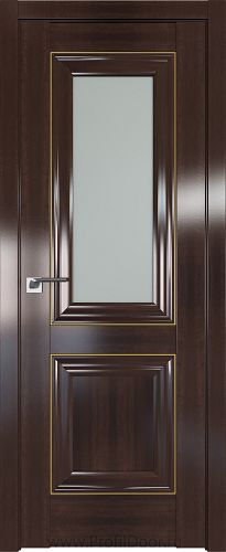 Дверь Profil Doors 28X цвет Орех Сиена стекло Матовое молдинг Золото