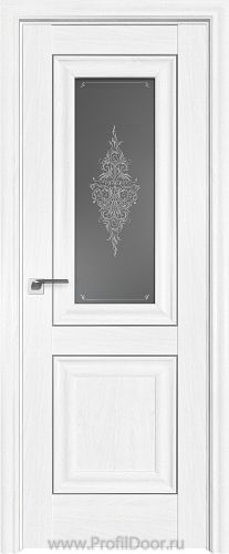 Дверь Profil Doors 28X цвет Пекан Белый стекло Кристалл Графит молдинг Серебро