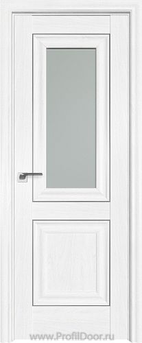 Дверь Profil Doors 28X цвет Пекан Белый стекло Матовое молдинг Серебро