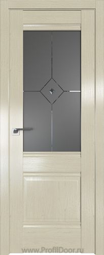 Дверь Profil Doors 2X цвет Эш Вайт стекло Узор Графит с прозрачным фьюзингом(ромб)