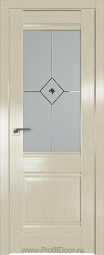 Дверь Profil Doors 2X цвет Эш Вайт стекло Узор Матовое с коричневым фьюзингом(ромб)