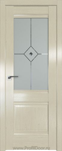 Дверь Profil Doors 2X цвет Эш Вайт стекло Узор Матовое с прозрачным фьюзингом(ромб)