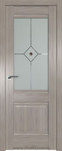 Дверь Profil Doors 2X цвет Орех Пекан стекло Узор Матовое с коричневым фьюзингом(ромб)