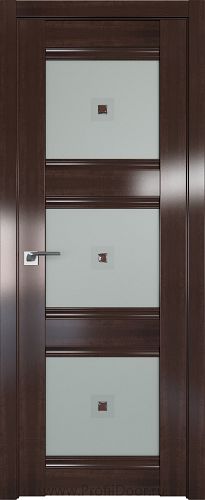 Дверь Profil Doors 4X цвет Орех Сиена стекло Узор Матовое с коричневым фьюзингом(квадрат)