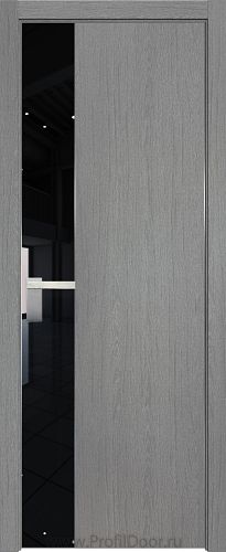 Дверь Profil Doors 100ZN цвет Грувд Серый кромка Матовый Алюминий с 4-х сторон стекло Lacobel Черный лак