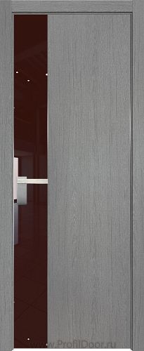 Дверь Profil Doors 100ZN цвет Грувд Серый кромка Матовый Алюминий с 4-х сторон стекло Lacobel Коричневый лак