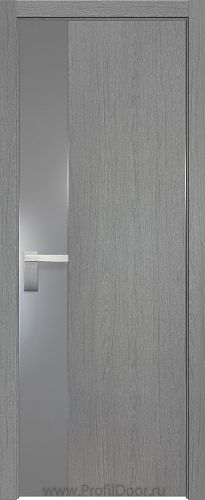 Дверь Profil Doors 100ZN цвет Грувд Серый кромка Матовый Алюминий с 4-х сторон стекло Lacobel Серебро Матлак