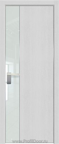 Дверь Profil Doors 100ZN цвет Монблан кромка Матовый Алюминий с 4-х сторон стекло Lacobel Белый лак
