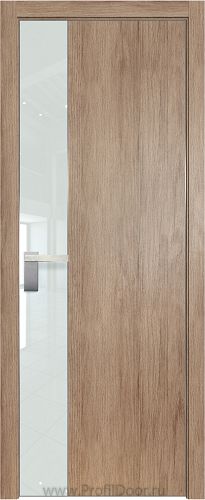 Дверь Profil Doors 100ZN цвет Салинас Светлый кромка Матовый Алюминий с 4-х сторон стекло Lacobel Белый лак