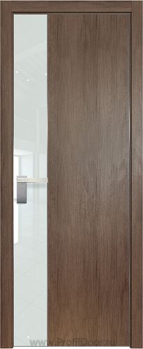 Дверь Profil Doors 100ZN цвет Салинас Темный кромка Матовый Алюминий с 4-х сторон стекло Lacobel Белый лак
