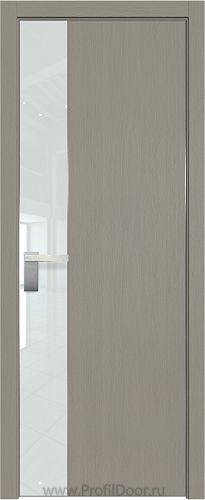 Дверь Profil Doors 100ZN цвет Стоун кромка Матовый Алюминий с 4-х сторон стекло Lacobel Белый лак