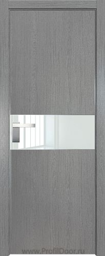 Дверь Profil Doors 104ZN цвет Грувд Серый кромка Матовый Алюминий с 4-х сторон стекло Lacobel Белый лак
