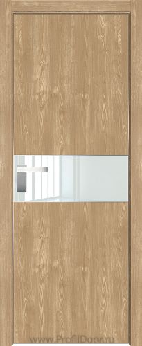 Дверь Profil Doors 104ZN цвет Каштан Натуральный кромка Матовый Алюминий с 4-х сторон стекло Lacobel Белый лак