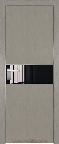 Дверь Profil Doors 104ZN цвет Стоун кромка Матовый Алюминий с 4-х сторон стекло Lacobel Черный лак
