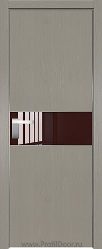 Дверь Profil Doors 104ZN цвет Стоун кромка Матовый Алюминий с 4-х сторон стекло Lacobel Коричневый лак