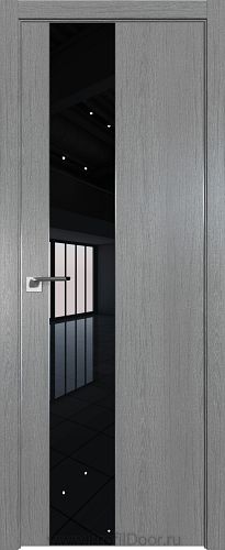 Дверь Profil Doors 105ZN цвет Грувд Серый кромка Матовый Алюминий с 4-х сторон стекло Lacobel Черный лак