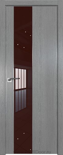 Дверь Profil Doors 105ZN цвет Грувд Серый кромка Матовый Алюминий с 4-х сторон стекло Lacobel Коричневый лак