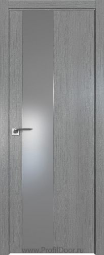 Дверь Profil Doors 105ZN цвет Грувд Серый кромка Матовый Алюминий с 4-х сторон стекло Lacobel Серебро Матлак