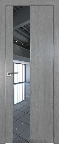 Дверь Profil Doors 105ZN цвет Грувд Серый кромка Матовый Алюминий с 4-х сторон стекло Зеркало