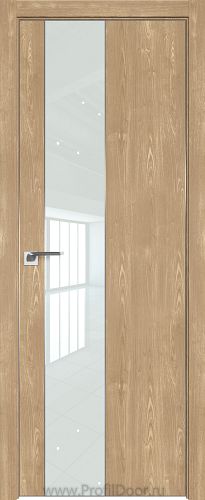 Дверь Profil Doors 105ZN цвет Каштан Натуральный кромка Матовый Алюминий с 4-х сторон стекло Lacobel Белый лак