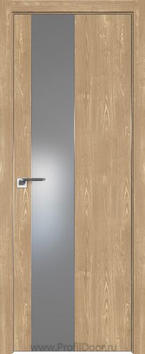 Дверь Profil Doors 105ZN цвет Каштан Натуральный кромка Матовый Алюминий с 4-х сторон стекло Lacobel Серебро Матлак