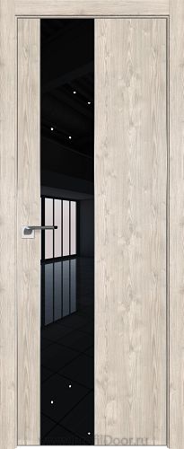 Дверь Profil Doors 105ZN цвет Каштан Светлый кромка Матовый Алюминий с 4-х сторон стекло Lacobel Черный лак