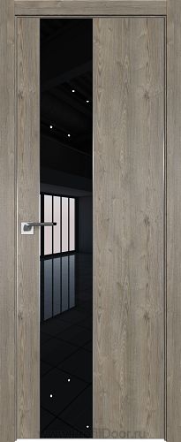 Дверь Profil Doors 105ZN цвет Каштан Темный кромка Матовый Алюминий с 4-х сторон стекло Lacobel Черный лак