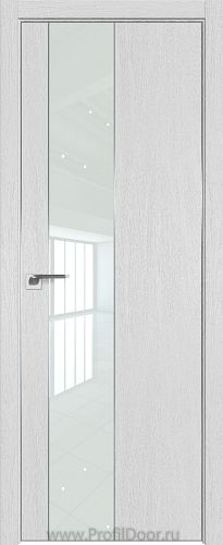 Дверь Profil Doors 105ZN цвет Монблан кромка Матовый Алюминий с 4-х сторон стекло Lacobel Белый лак