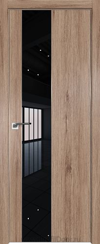 Дверь Profil Doors 105ZN цвет Салинас Светлый кромка Матовый Алюминий с 4-х сторон стекло Lacobel Черный лак