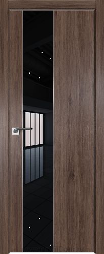 Дверь Profil Doors 105ZN цвет Салинас Темный кромка Матовый Алюминий с 4-х сторон стекло Lacobel Черный лак