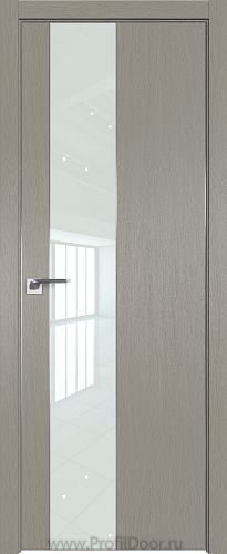 Дверь Profil Doors 105ZN цвет Стоун кромка Матовый Алюминий с 4-х сторон стекло Lacobel Белый лак
