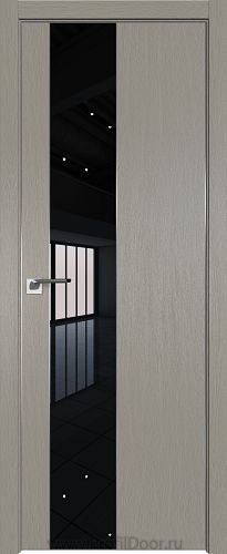 Дверь Profil Doors 105ZN цвет Стоун кромка Матовый Алюминий с 4-х сторон стекло Lacobel Черный лак