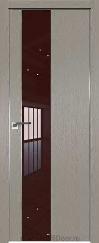 Дверь Profil Doors 105ZN цвет Стоун кромка Матовый Алюминий с 4-х сторон стекло Lacobel Коричневый лак
