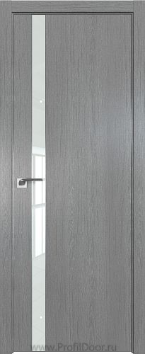 Дверь Profil Doors 106ZN цвет Грувд Серый кромка Матовый Алюминий с 4-х сторон стекло Lacobel Белый лак