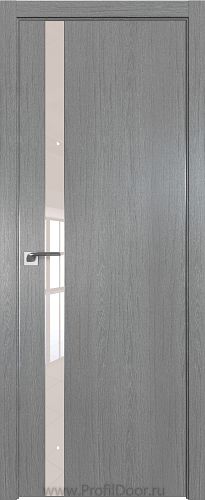 Дверь Profil Doors 106ZN цвет Грувд Серый кромка Матовый Алюминий с 4-х сторон стекло Lacobel Перламутровый лак