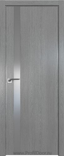 Дверь Profil Doors 106ZN цвет Грувд Серый кромка Матовый Алюминий с 4-х сторон стекло Lacobel Серебро Матлак