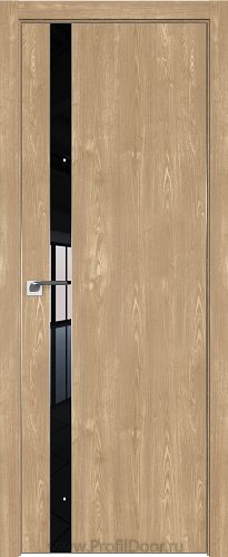 Дверь Profil Doors 106ZN цвет Каштан Натуральный кромка Матовый Алюминий с 4-х сторон стекло Lacobel Черный лак
