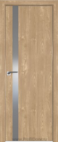 Дверь Profil Doors 106ZN цвет Каштан Натуральный кромка Матовый Алюминий с 4-х сторон стекло Lacobel Серебро Матлак