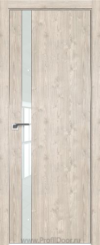Дверь Profil Doors 106ZN цвет Каштан Светлый кромка Матовый Алюминий с 4-х сторон стекло Lacobel Белый лак