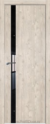 Дверь Profil Doors 106ZN цвет Каштан Светлый кромка Матовый Алюминий с 4-х сторон стекло Lacobel Черный лак