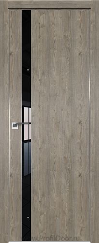 Дверь Profil Doors 106ZN цвет Каштан Темный кромка Матовый Алюминий с 4-х сторон стекло Lacobel Черный лак