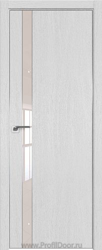 Дверь Profil Doors 106ZN цвет Монблан кромка Матовый Алюминий с 4-х сторон стекло Lacobel Перламутровый лак
