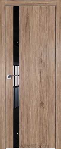 Дверь Profil Doors 106ZN цвет Салинас Светлый кромка Матовый Алюминий с 4-х сторон стекло Lacobel Черный лак