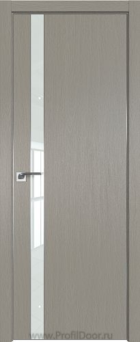 Дверь Profil Doors 106ZN цвет Стоун кромка Матовый Алюминий с 4-х сторон стекло Lacobel Белый лак
