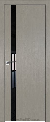Дверь Profil Doors 106ZN цвет Стоун кромка Матовый Алюминий с 4-х сторон стекло Lacobel Черный лак