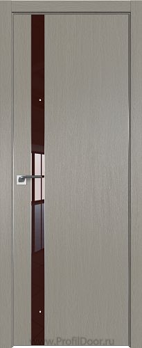 Дверь Profil Doors 106ZN цвет Стоун кромка Матовый Алюминий с 4-х сторон стекло Lacobel Коричневый лак