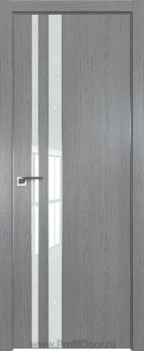 Дверь Profil Doors 116ZN цвет Грувд Серый кромка Матовый Алюминий с 4-х сторон стекло Lacobel Белый лак